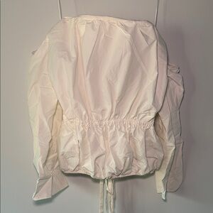 Christopher Esber Cream Gathered Off The Shoulder Top